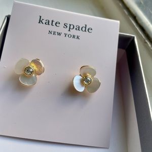 Kate Spade rose gold plated opal flower diamond stud earrings.